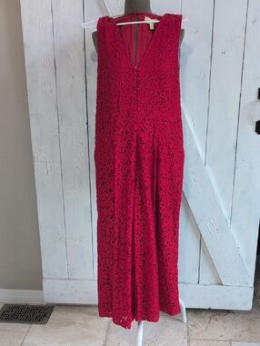 Moulinette Soeurs Deep Pink Lace Maxi Dress